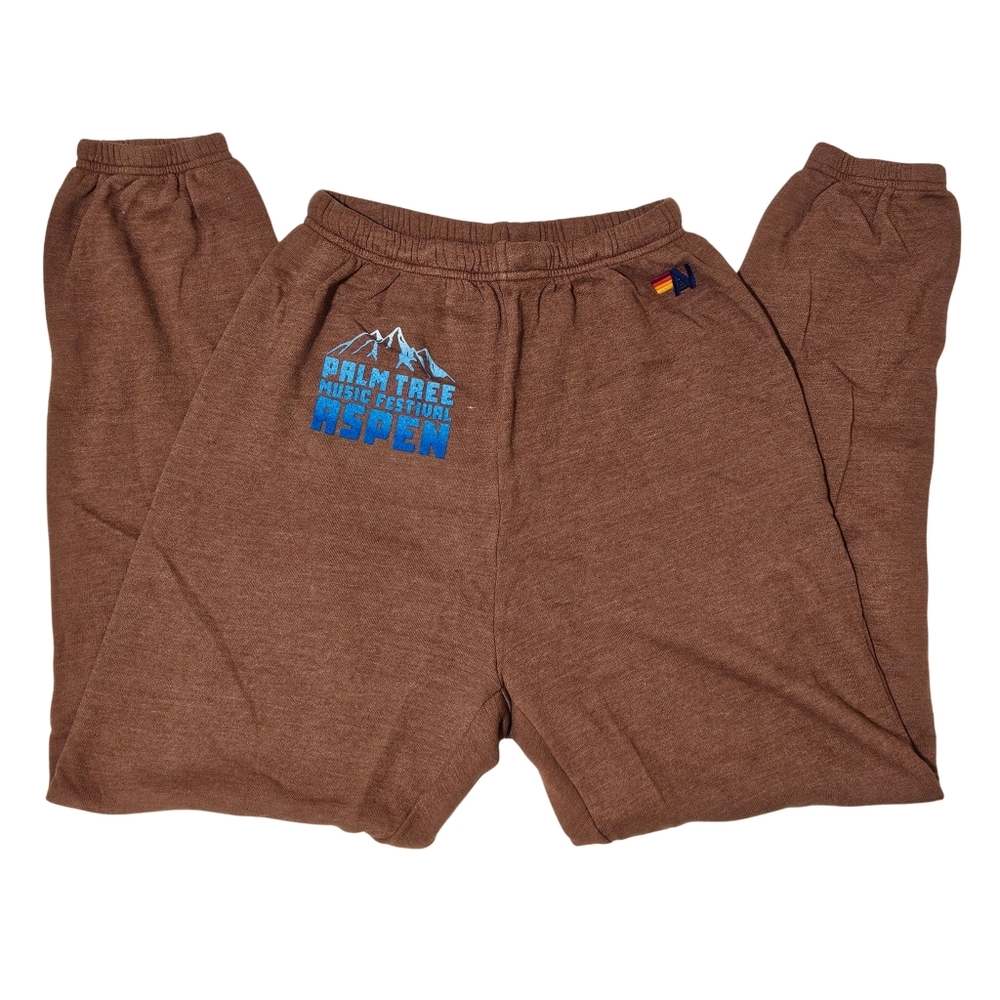 Aviator Nation Sweatpants Palm Tree Music Festival Aspen 2025 Large Unisex Brown